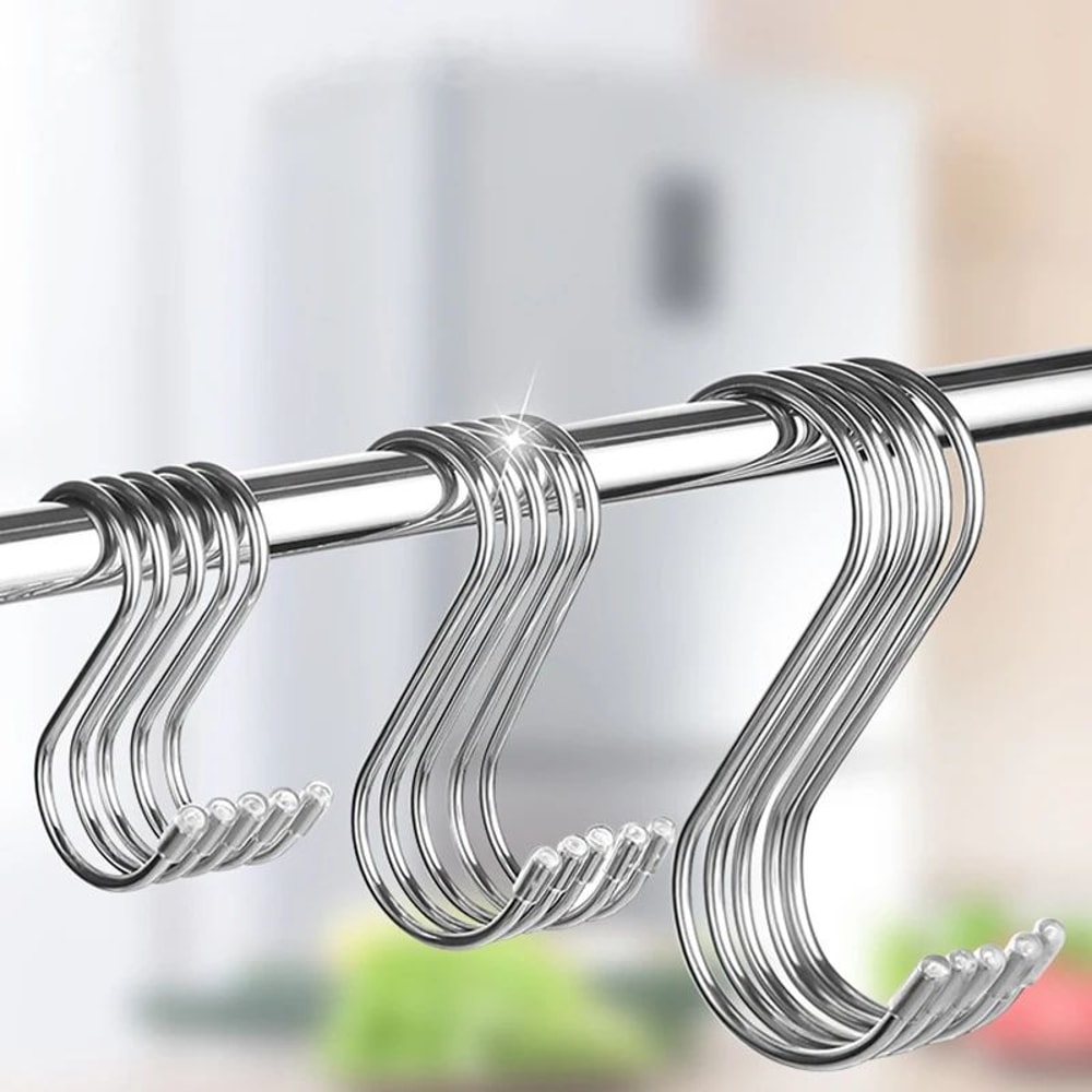 10 Pack Stainless Steel S Hooks Heavy Duty Sharp Tip Hanging Hooks For Kitchen Utensils Meat Cloth 1