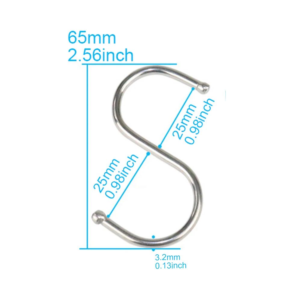 10 Pack Stainless Steel S Hooks Heavy Duty Sharp Tip Hanging Hooks For Kitchen Utensils Meat Cloth 6