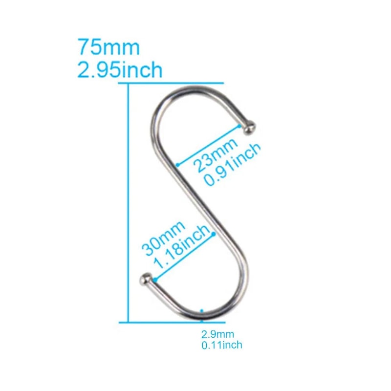 10 Pack Stainless Steel S Hooks Heavy Duty Sharp Tip Hanging Hooks For Kitchen Utensils Meat Cloth 7