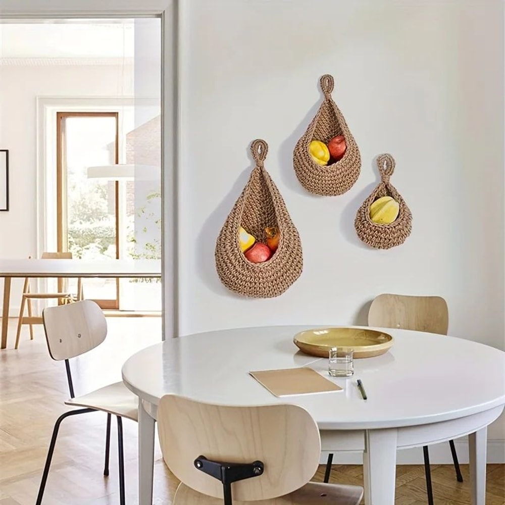 3 Pcs Kitchen Wall Organizers Fruit Vegetable Storage Organizer With Hooks For Kitchen Pantry 1