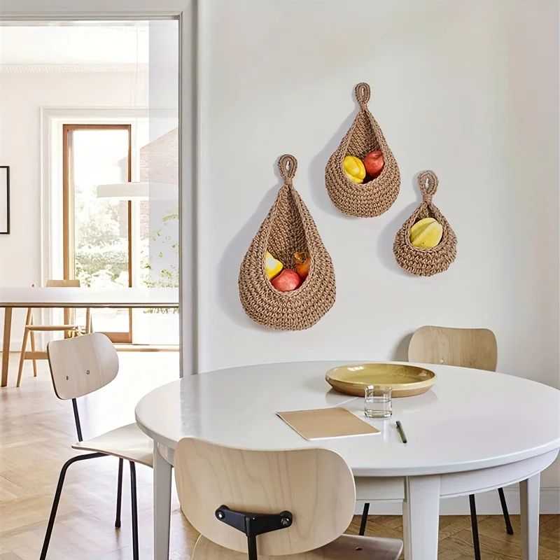 3 Pcs Kitchen Wall Organizers Fruit Vegetable Storage Organizer With Hooks For Kitchen Pantry 1