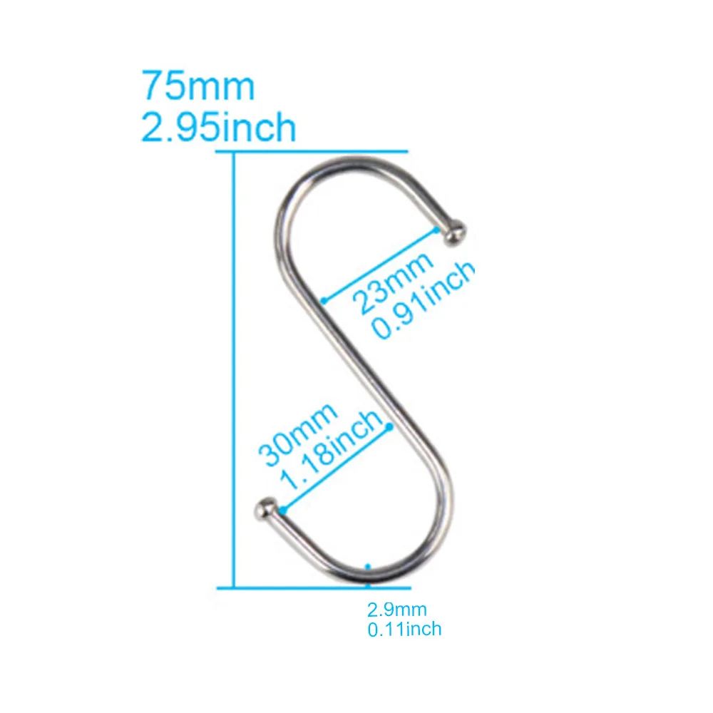 10 Pcs 304 Stainless Steel S Hooks Heavy Duty Kitchen Railing Hanging Hooks For Clothes Handbags