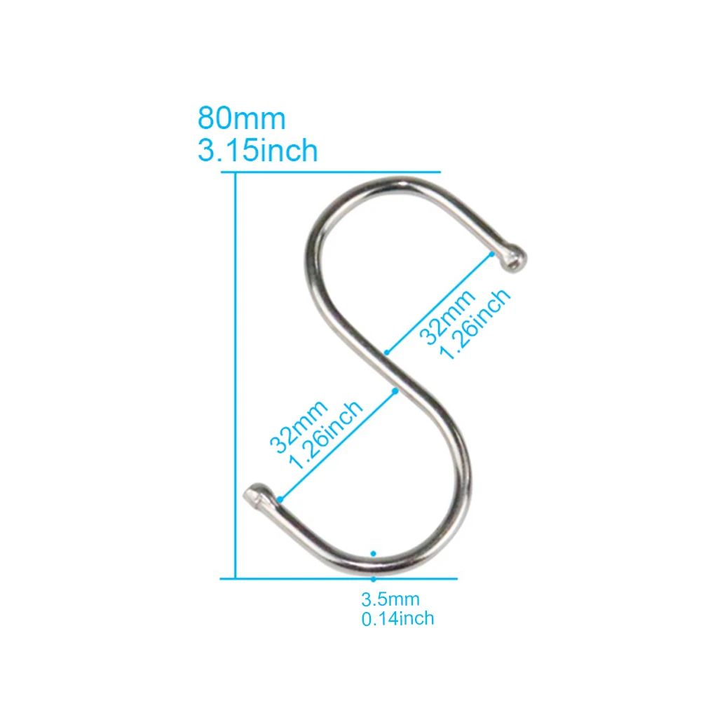 10 Pcs 304 Stainless Steel S Hooks Heavy Duty Kitchen Railing Hanging Hooks For Clothes Handbags
