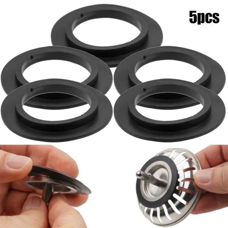 5 Pcs Sink Drain Rubber Seal Gaskets Universal Replacement Washers For Basket Strainer Plugs 0