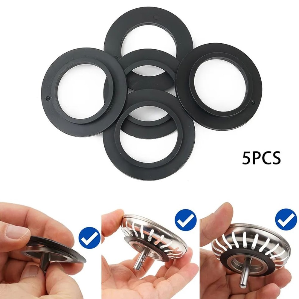5 Pcs Sink Drain Rubber Seal Gaskets Universal Replacement Washers For Basket Strainer Plugs 1