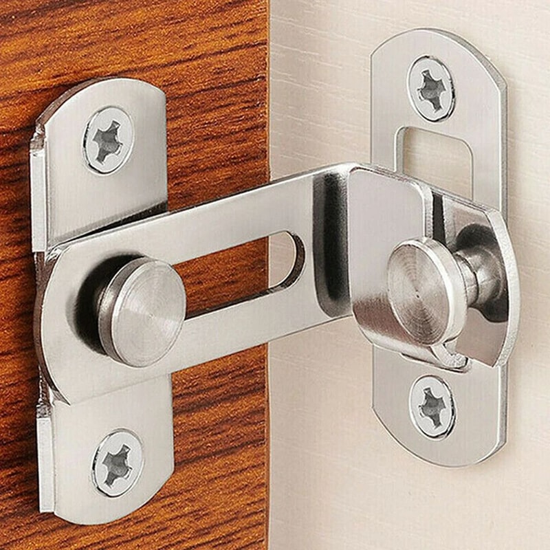 90 Stainless Steel Sliding Door Lock Right Angle Latch Bolt For Barn Doors Cabinets Closets 0