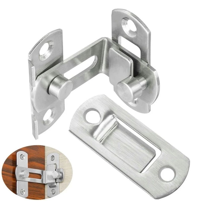 90 Stainless Steel Sliding Door Lock Right Angle Latch Bolt For Barn Doors Cabinets Closets 2
