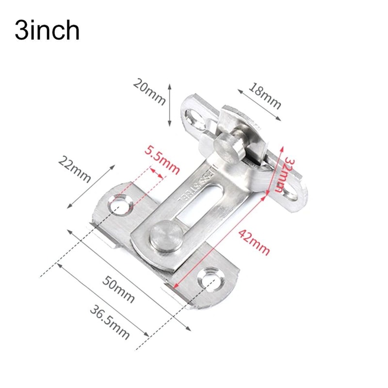 90 Stainless Steel Sliding Door Lock Right Angle Latch Bolt For Barn Doors Cabinets Closets 4