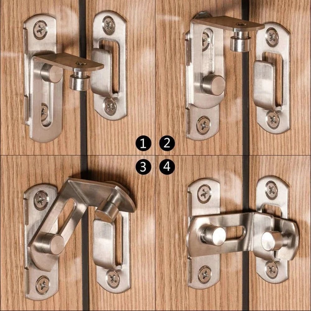 90 Stainless Steel Sliding Door Lock Right Angle Latch Bolt For Barn Doors Cabinets Closets 5