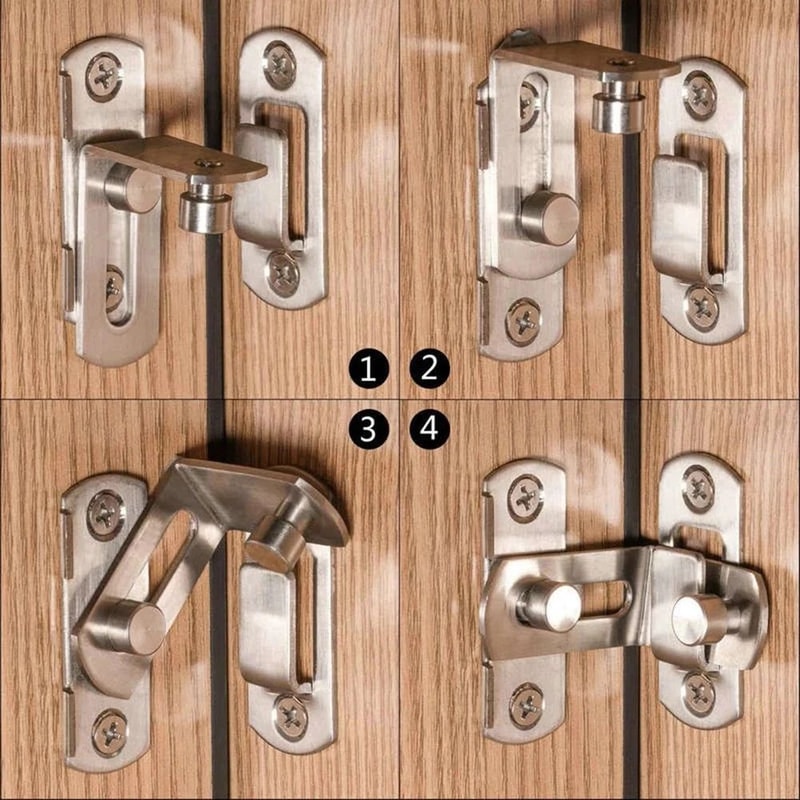 90 Stainless Steel Sliding Door Lock Right Angle Latch Bolt For Barn Doors Cabinets Closets 5