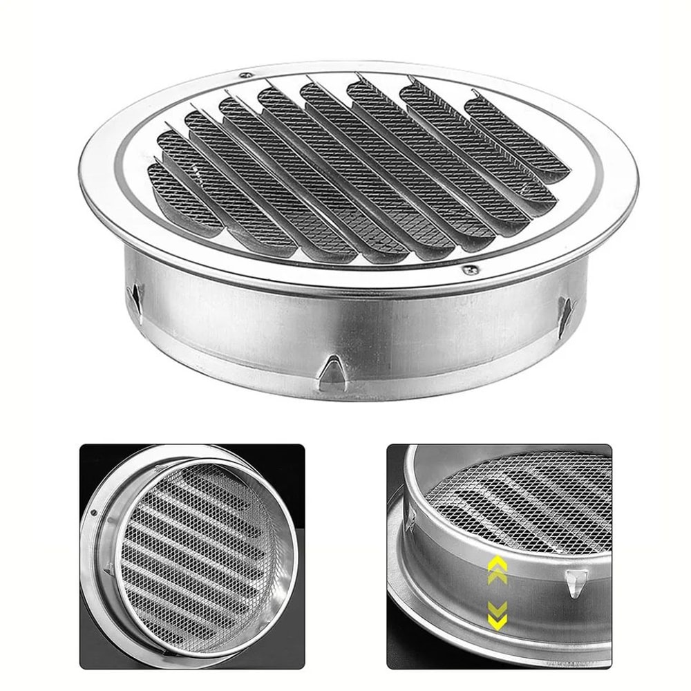 Round Stainless Steel Air Vent Grille Exterior Wall Vent Cover With Insect Protection 1