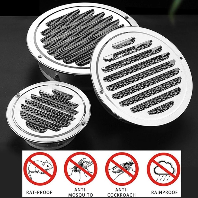 Round Stainless Steel Air Vent Grille Exterior Wall Vent Cover With Insect Protection 2