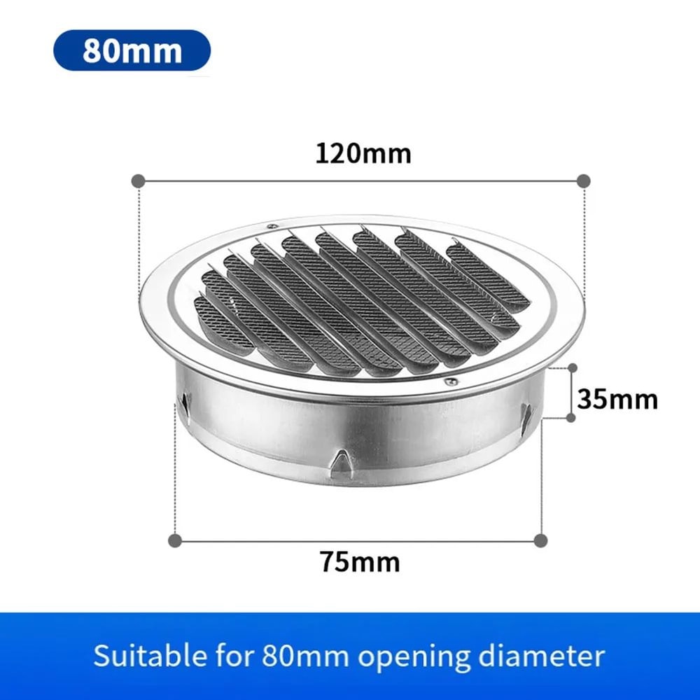 Round Stainless Steel Air Vent Grille Exterior Wall Vent Cover With Insect Protection 9