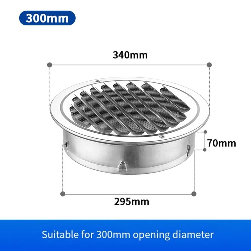 Round Stainless Steel Air Vent Grille Exterior Wall Vent Cover With Insect Protection 17
