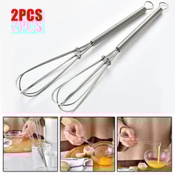 2 pcs mini stainless steel balloon whisk manual egg beater – hand mixer for milk, cream, butter & baking