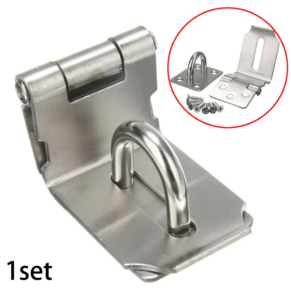 1 Pc Stainless Steel Padlock Hasp Staple 90 Degree Latch Secure Door Gate Shed Lock 6