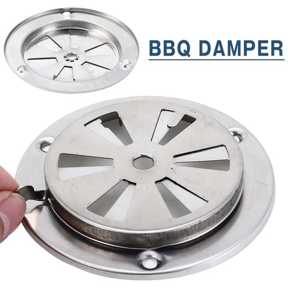 Stainless Steel BBQ Smoker Exhaust Vent Adjustable Air Vent Damper Replacement Part 0