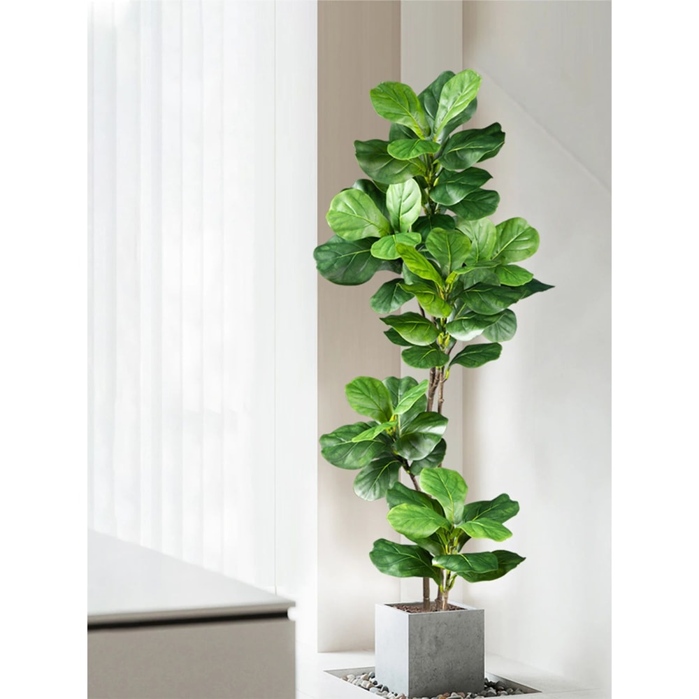 Artificial Ficus Tree Large Fake Rubber Plant Branch With Fiddle Leaves For Home Garden Decor 1