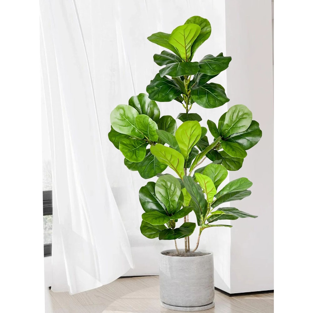Artificial Ficus Tree Large Fake Rubber Plant Branch With Fiddle Leaves For Home Garden Decor 3