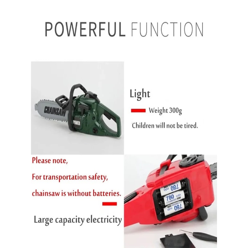 Kids Electric Toy Chainsaw Large Size Safe Pretend Play Tool For Children Realistic Sound Action 4
