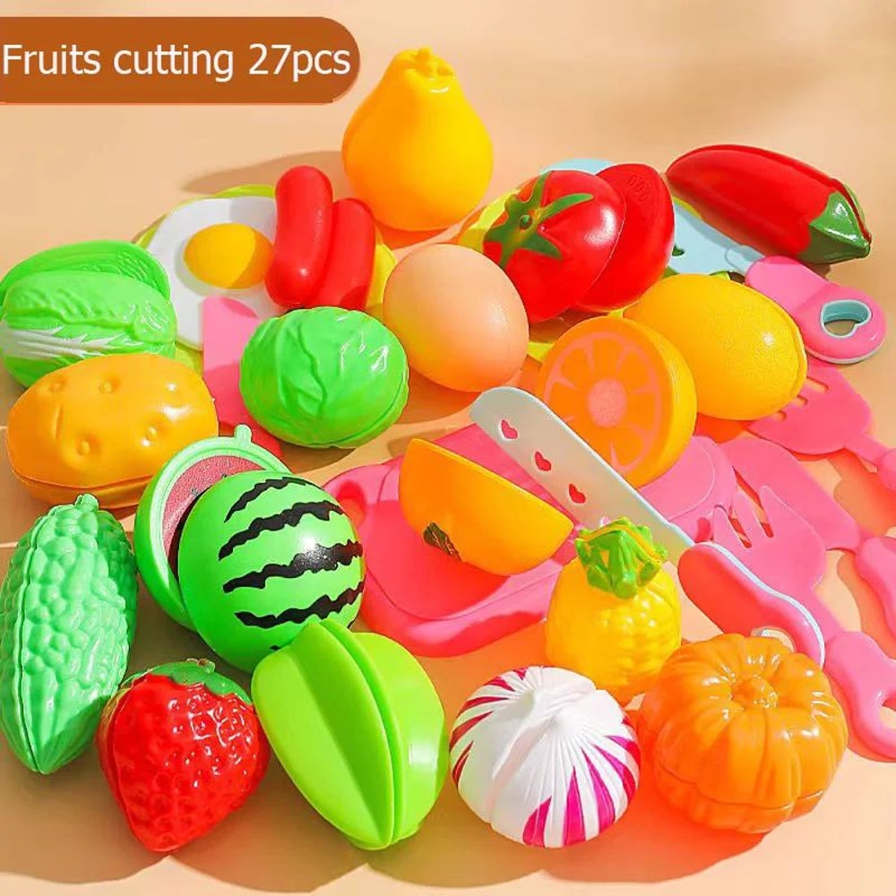 Kids Pretend Kitchen Toy Set Cooking Cookware Cutting Fruit Play Kitchen For Girls 3