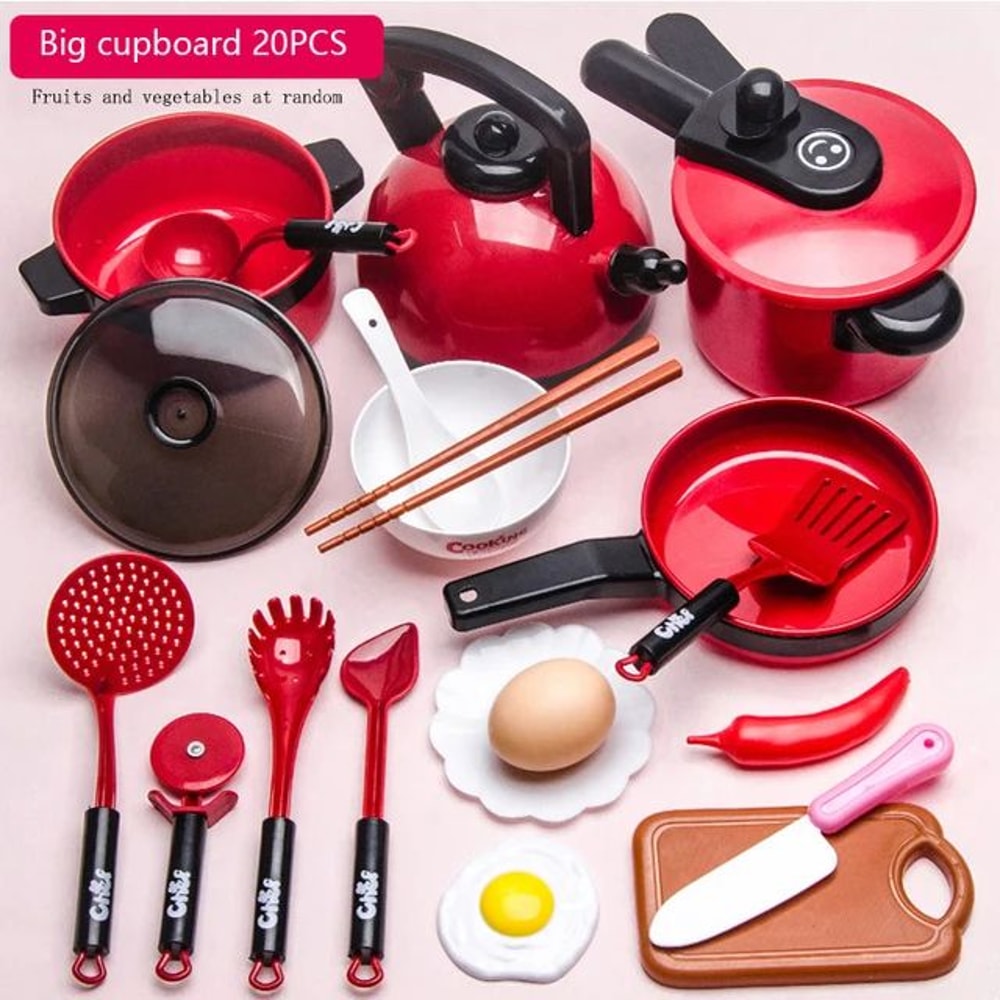 Kids Pretend Kitchen Toy Set Cooking Cookware Cutting Fruit Play Kitchen For Girls 4