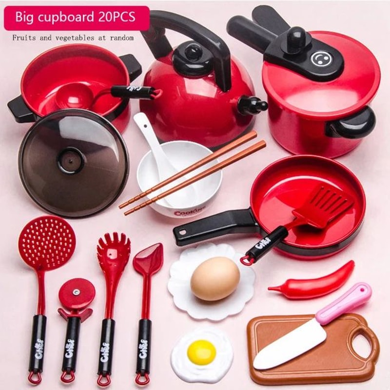 Kids Pretend Kitchen Toy Set Cooking Cookware Cutting Fruit Play Kitchen For Girls 4