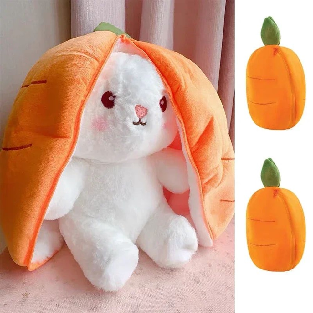 Transformable Bunny Plush Toy Cute Strawberry Carrot Rabbit Stuffed Doll For Kids 1