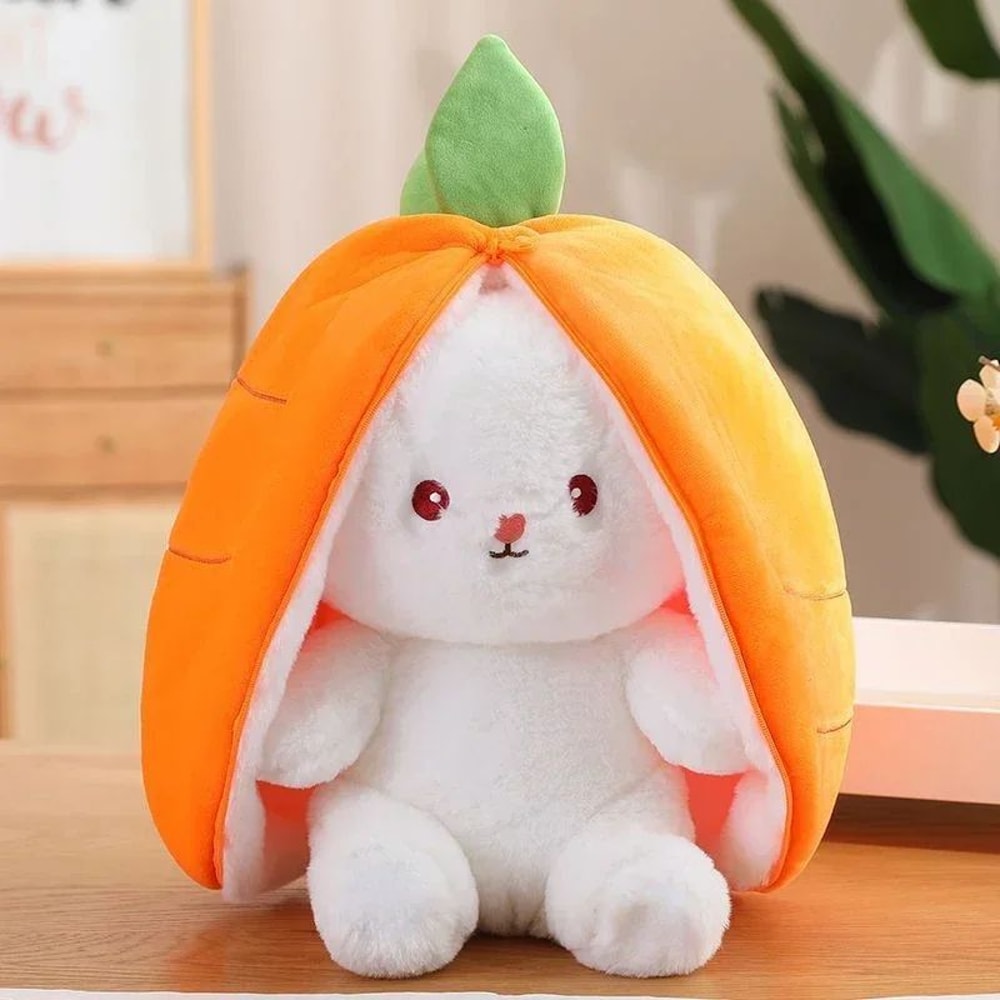 Transformable Bunny Plush Toy Cute Strawberry Carrot Rabbit Stuffed Doll For Kids 10