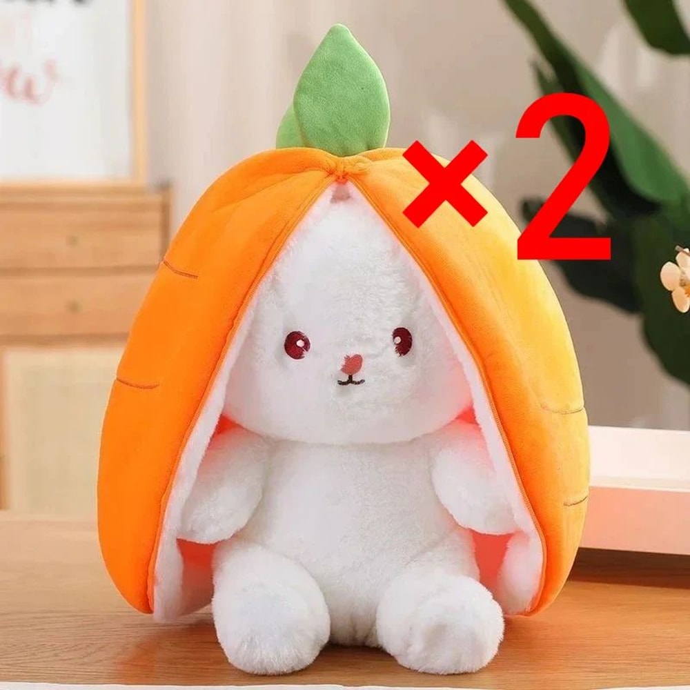 Transformable Bunny Plush Toy Cute Strawberry Carrot Rabbit Stuffed Doll For Kids 11