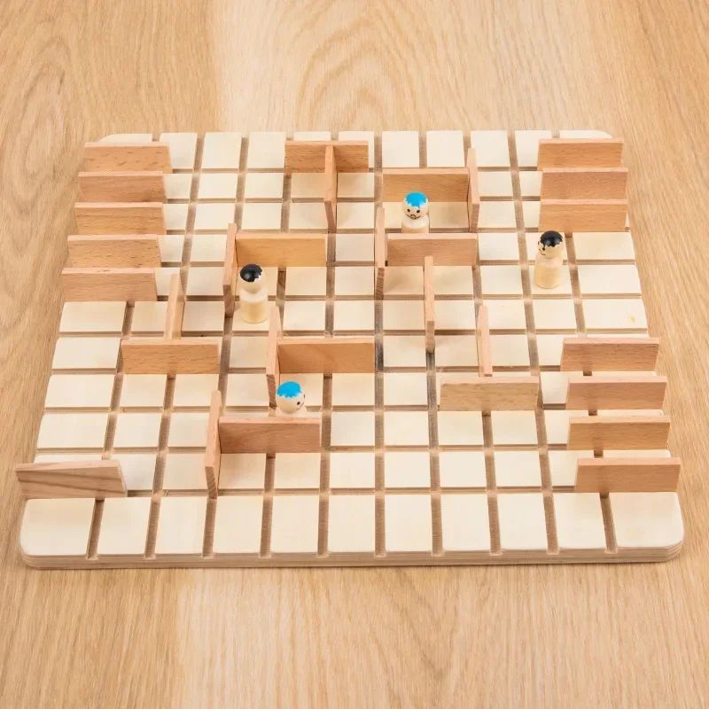 Wooden Chase Intercept Board Game TwoPlayer ParentChild Puzzle Battle Toy 2