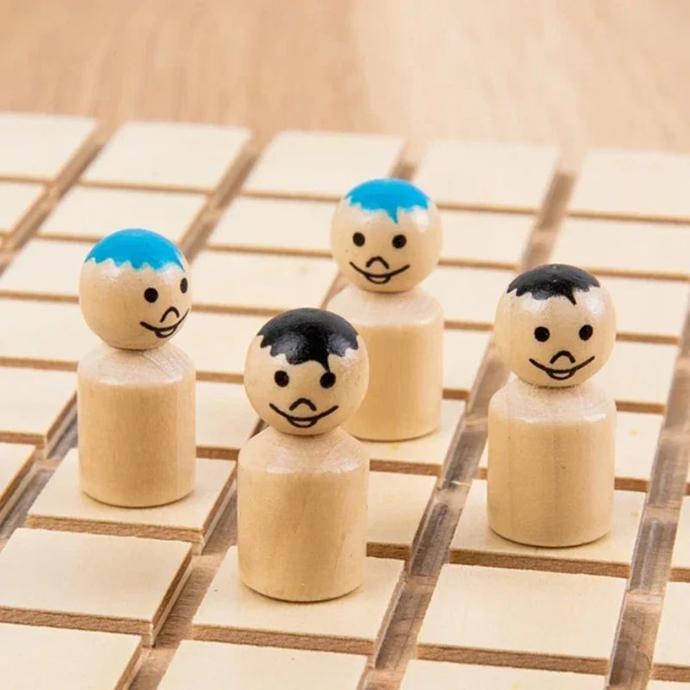 Wooden Chase Intercept Board Game TwoPlayer ParentChild Puzzle Battle Toy 3