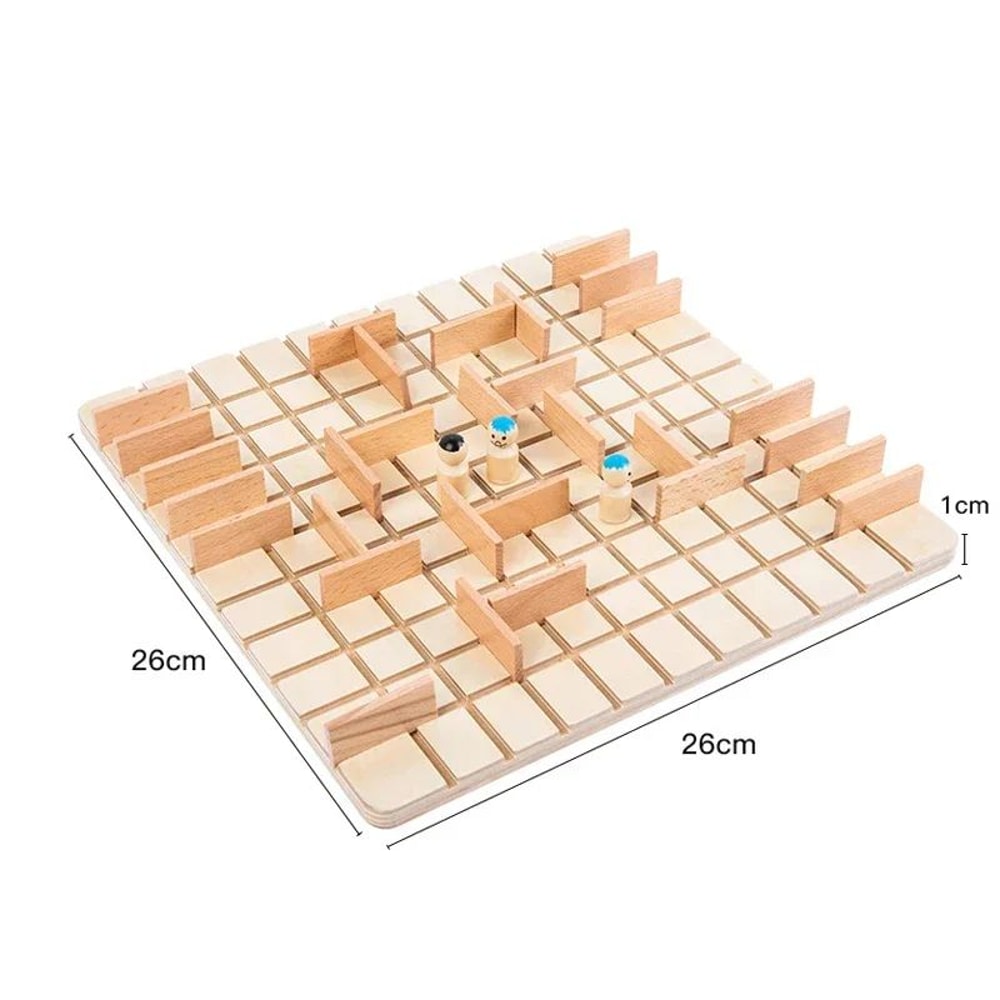 Wooden Chase Intercept Board Game TwoPlayer ParentChild Puzzle Battle Toy 4