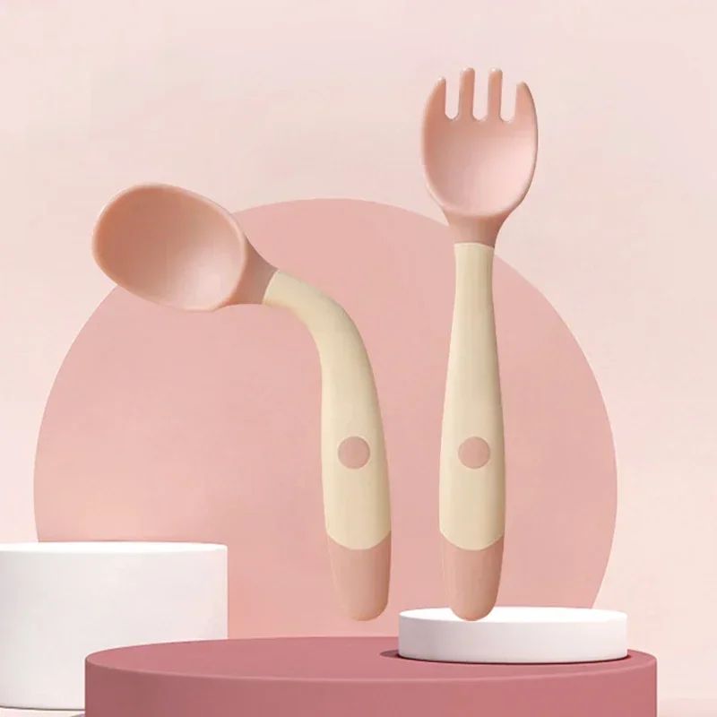 Baby Silicone Spoon Fork Set Soft Bendable Toddler Training Feeding Utensils 7
