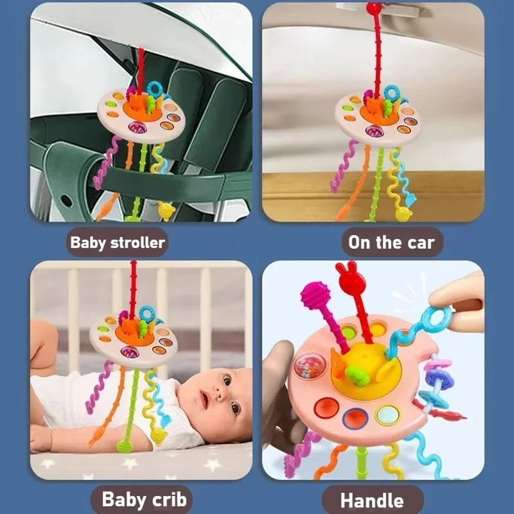 Montessori Sensory Pull String Toy BPAFree Baby Educational Teething Fine Motor Training 13Y 2