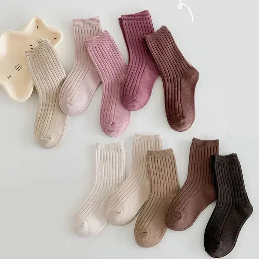 5Pair Kids Cotton Socks Set Soft Breathable Striped Toddler Socks For Boys Girls 18Y 0