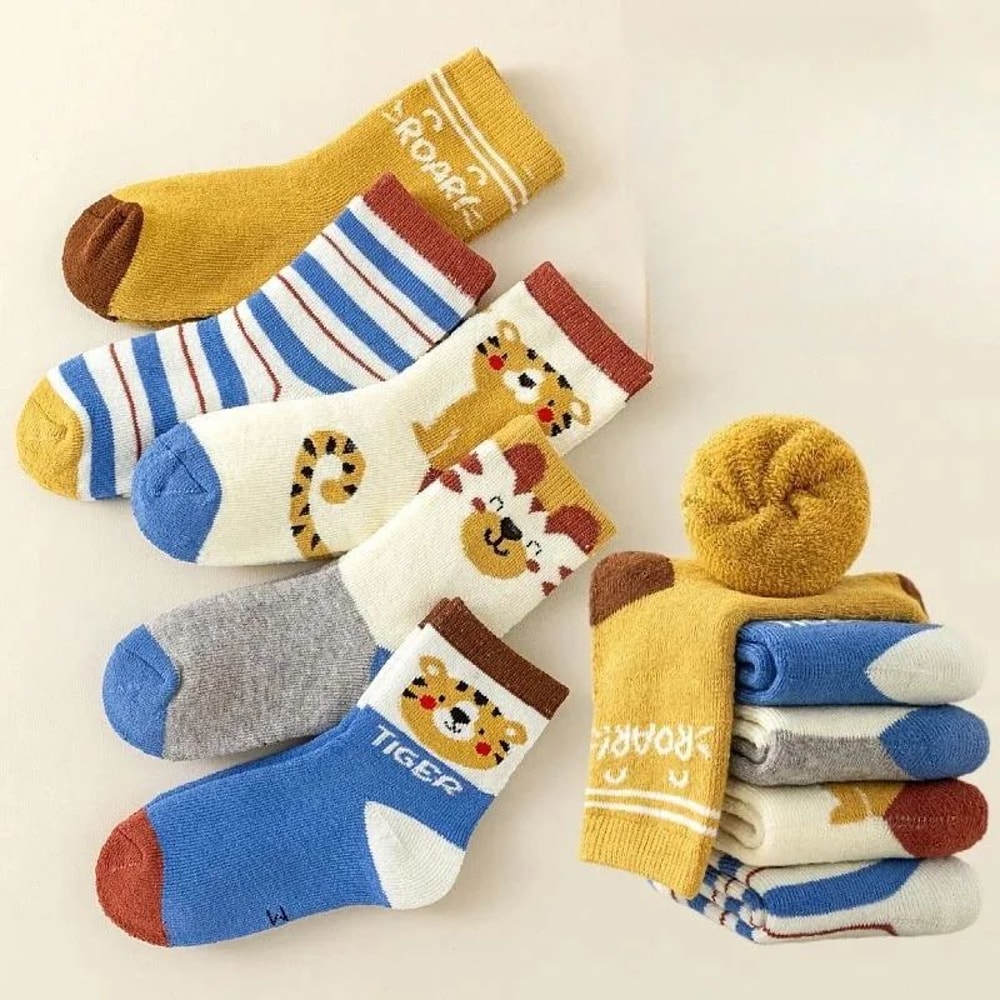 5Pair Kids Cotton Socks Set Soft Breathable Striped Toddler Socks For Boys Girls 18Y 9