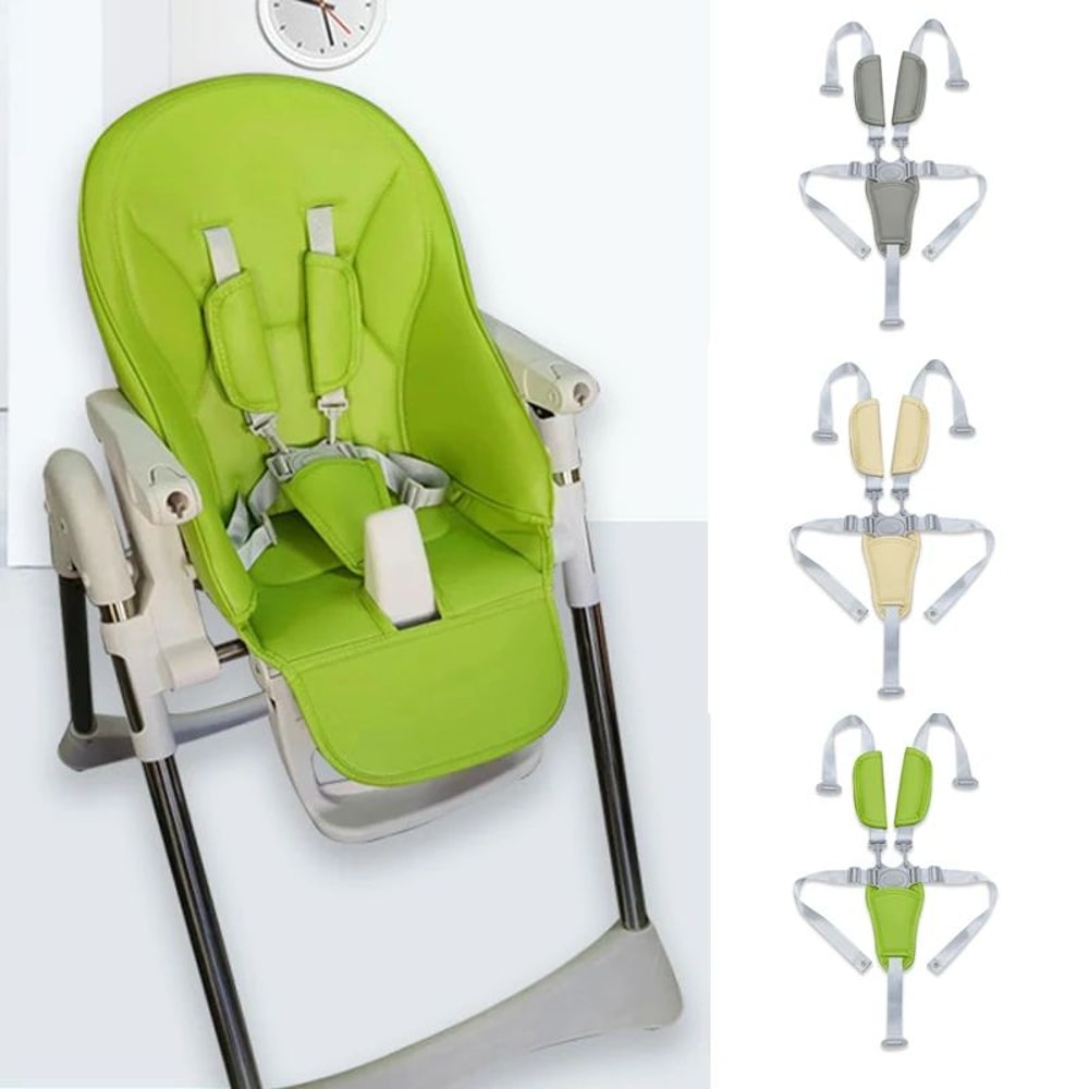 Universal Baby 5Point Safety Harness Adjustable PU Leather Seat Belt For Highchair Pushchair 0