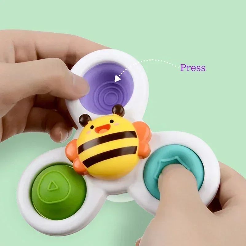 Baby Bath Spinner Toys 3 Pcs Set Suction Cup Rattle Toys For Toddlers Children 2