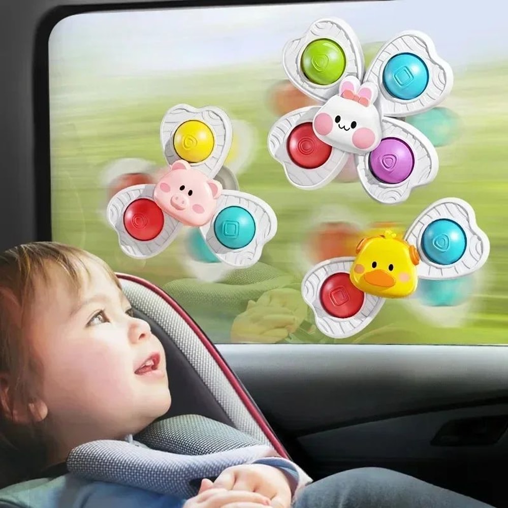 Baby Bath Spinner Toys 3 Pcs Set Suction Cup Rattle Toys For Toddlers Children 4