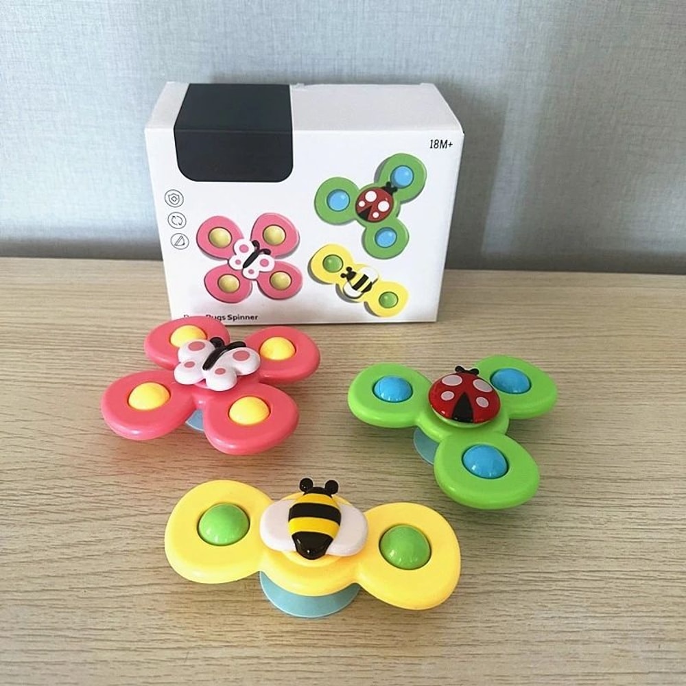 Baby Bath Spinner Toys 3 Pcs Set Suction Cup Rattle Toys For Toddlers Children 5