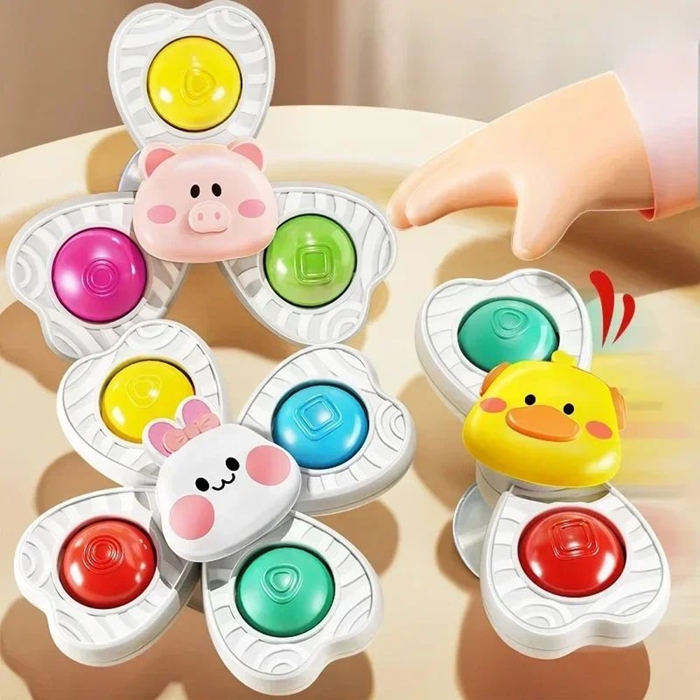 Baby Bath Spinner Toys 3 Pcs Set Suction Cup Rattle Toys For Toddlers Children 12