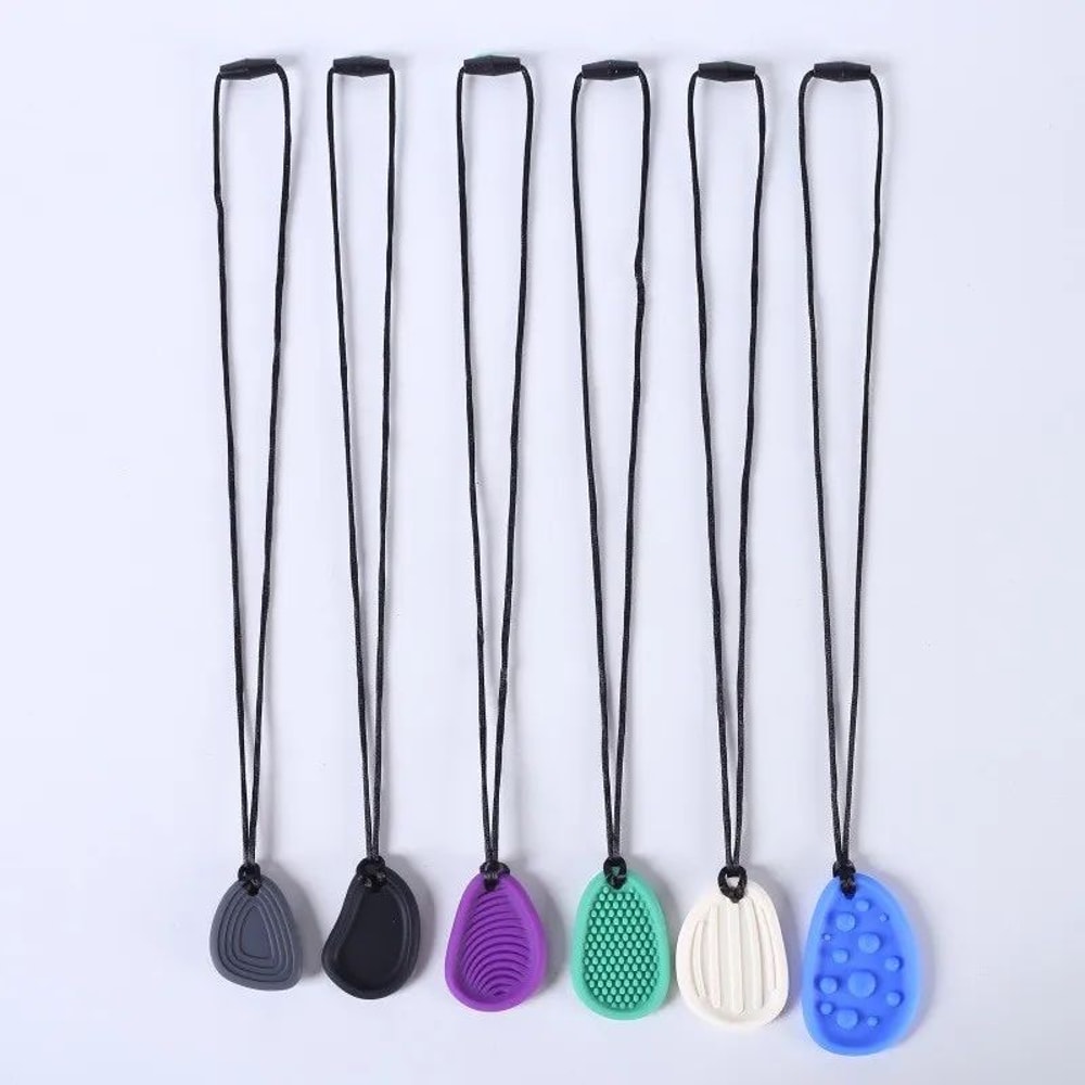 Baby Silicone Teether Chew Necklace Sensory Chewy Pendant For Autism ADHD Oral Motor Therapy 8