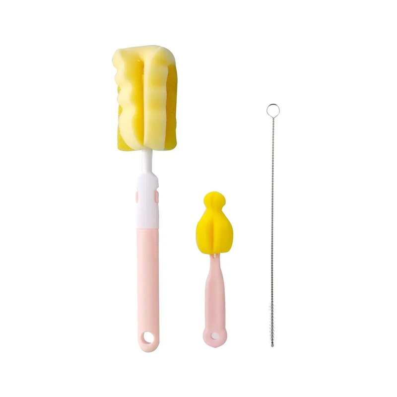 Baby Bottle Cleaning Brushes 3 Pcs Set Rotating Sponge Brush For Nipples Cups Pacifiers 7