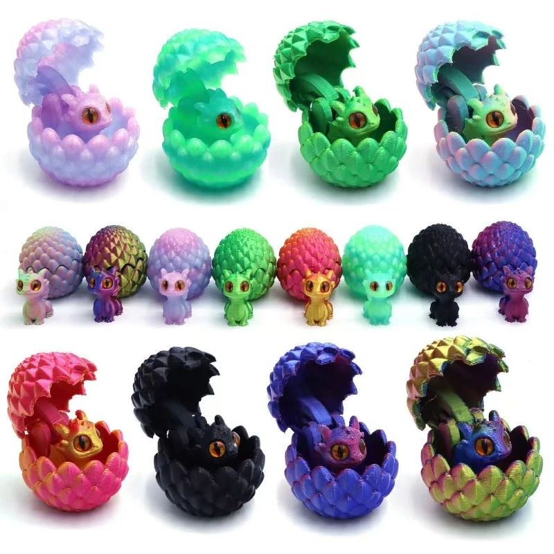 3D Printed Mini Dragon Toy With Eggs Fantasy Collectible Decor Gift For Kids 0