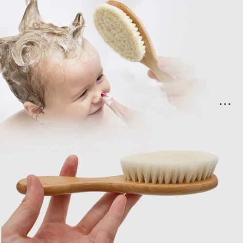 Newborn Wooden Wool Hair Comb – Gentle Baby Hair Brush & Head Massager