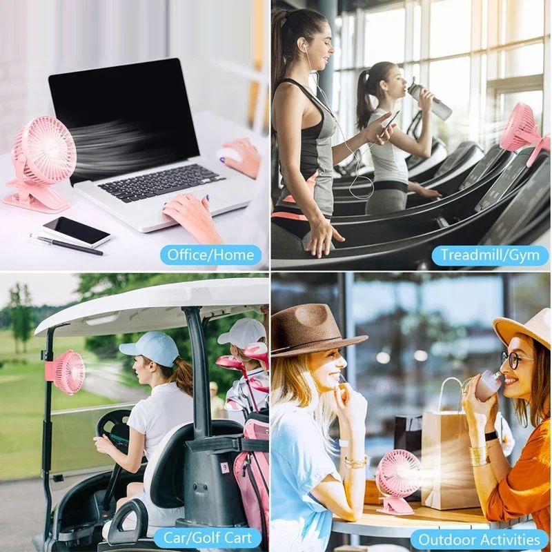 Portable Baby Stroller Fan Rechargeable Clip Fan For Cart High Chair Summer Cooling 5