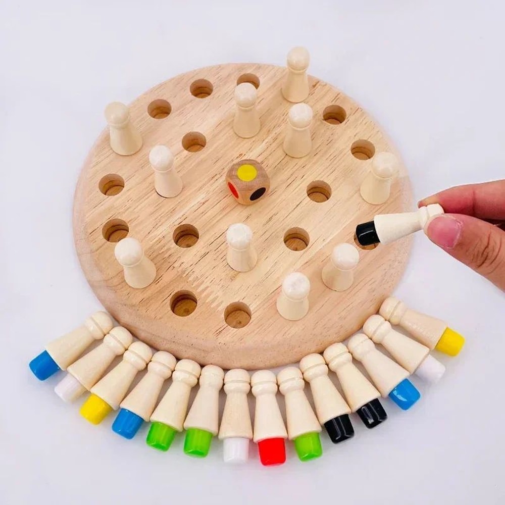 Wooden Memory Match Stick Game Montessori Color Sorting Cognitive Learning Toy 2