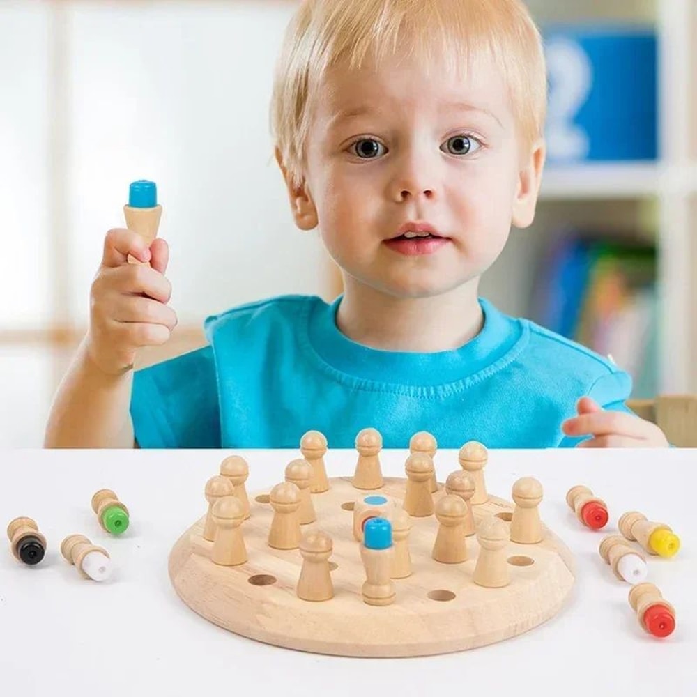 Wooden Memory Match Stick Game Montessori Color Sorting Cognitive Learning Toy 3