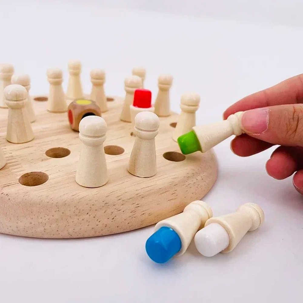 Wooden Memory Match Stick Game Montessori Color Sorting Cognitive Learning Toy 4